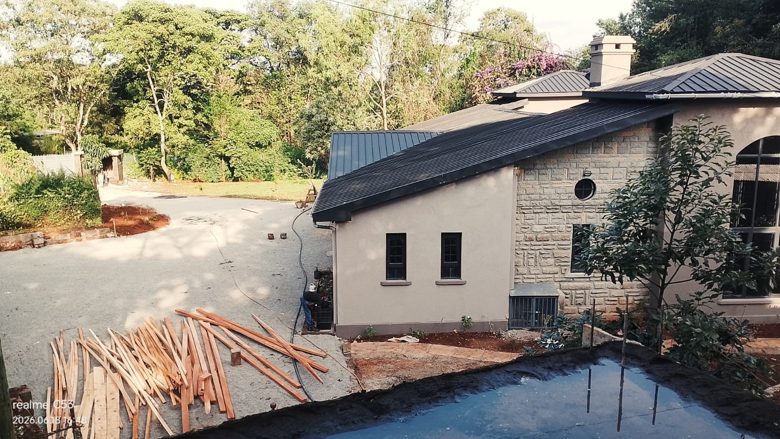 Naivasha home aerial view during construction